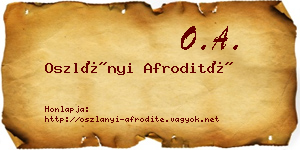 Oszlányi Afrodité névjegykártya